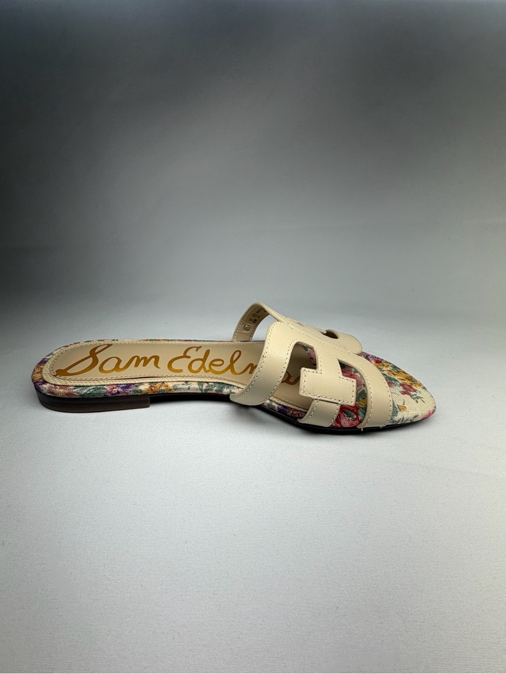 Sam Edelman Cream Floral Bay Cutout Slide Sandals Mule